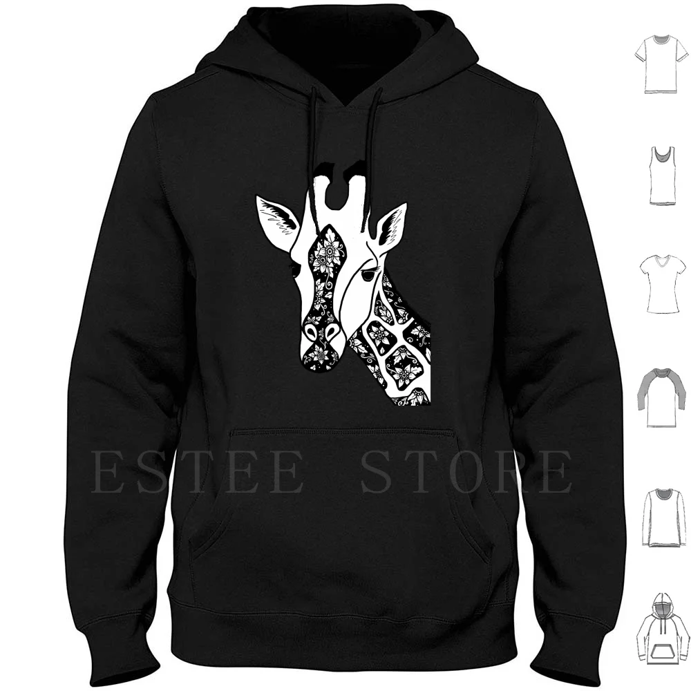 Zentangle Giraffe Hoodies Long Sleeve Giraffe Zentangle Zen Art Floral Graphic Animals Safari Helenjoycreates Helen