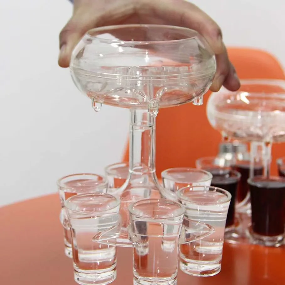 Party Bar Drinking Tool Drink Beer Liquor Dispenser 6 Whisky Beverage Dispenser and Holder Wine Glass Party Pour Wine Artifact