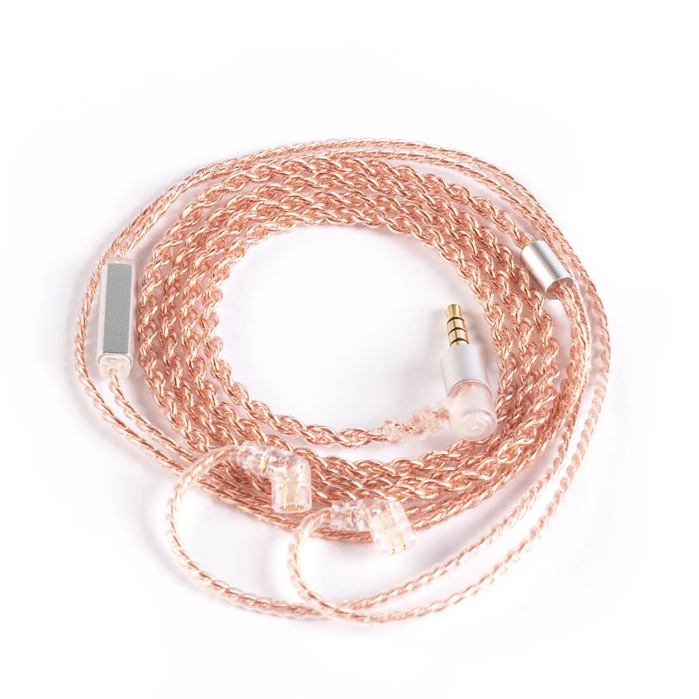 Keephifi-Cable de cobre KBEAR de 4 núcleos con micrófono, Conector de 2 pines/QDC/TFZ/MMCX de 3,5mm para auriculares KBEAR KS2 Lark TRI Starsea IEM