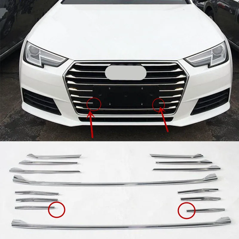 CNORICARC Front Bumper Middle Grill Grids Trim Strips Car Styling Exterior Modification Accessories Sticker For Audi A4 2016-17