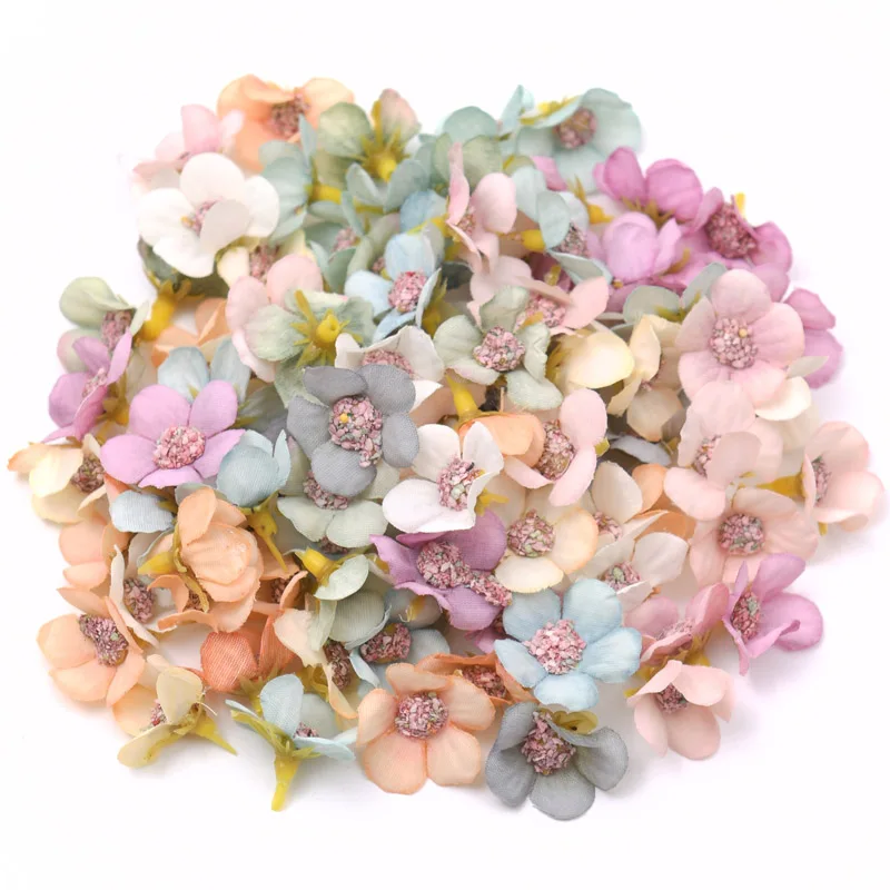 100pcs 2cm Multicolor Daisy Flower Head Mini Silk Artificial Flower for Crown Scrap Wedding Home Decor DIY Garland Headdress image 3