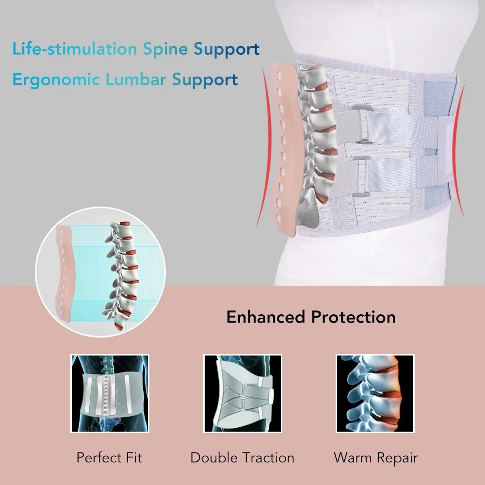 Coolfit Men Women Lumbar Support Back Brace Belt Tourmaline Self-heating Magnetic Widen Waist Belt Steel Bone With 3pcs Pad