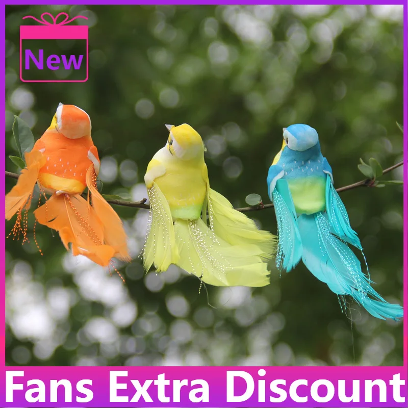 1PCS Hot Artificial Bird Foam Feather Colorful Miniature Tit Craft Birds Artificial Sparrow Emulation Garden Decoration Model