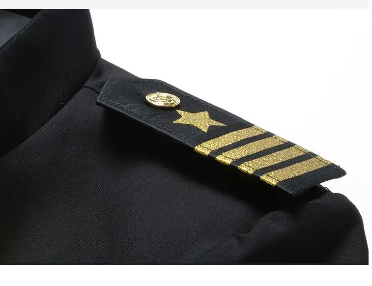 International Cruise Ship Protocol Banquet Costume Seafarer Captain Uniform Hat + Jacket + Pants Stand Collar Security Clothing