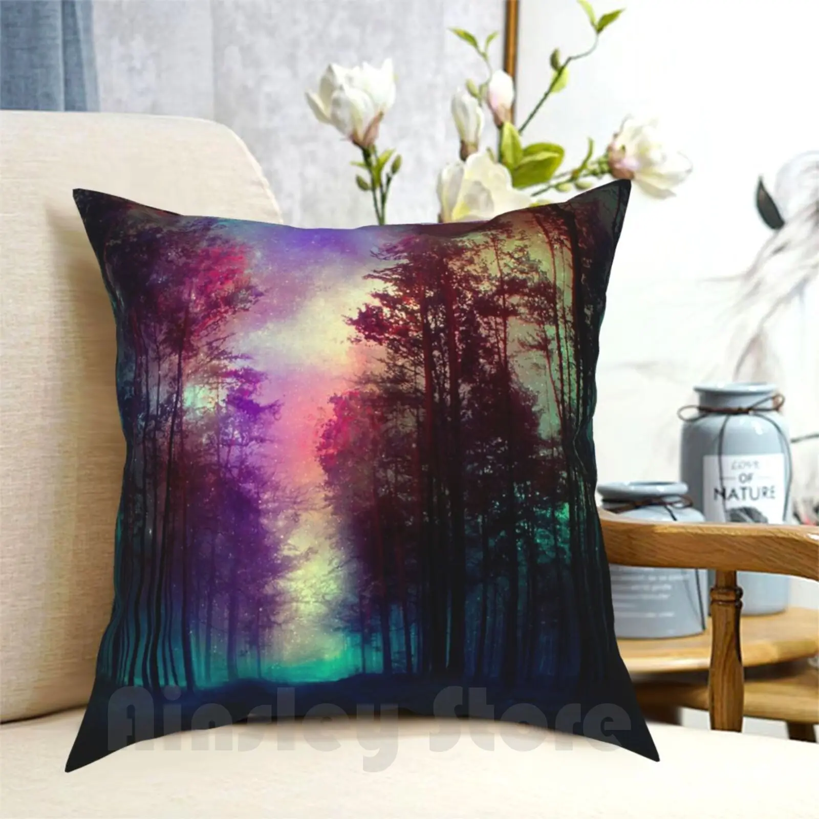 

Magical Forest Pillow Case Printed Home Soft DIY Pillow Cover Landscape Scenery Fine Art Popular New Colorful Cool Sky