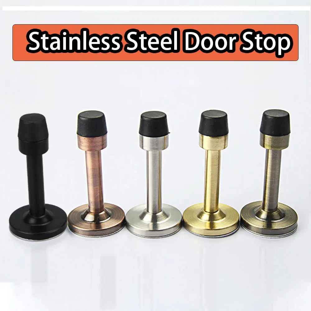 

Stainless Steel Door Stops Wall Mounted Dampening Bumper Rubber Door Holder Catch Floor Fitting Bedroom Home Hardware Gadget
