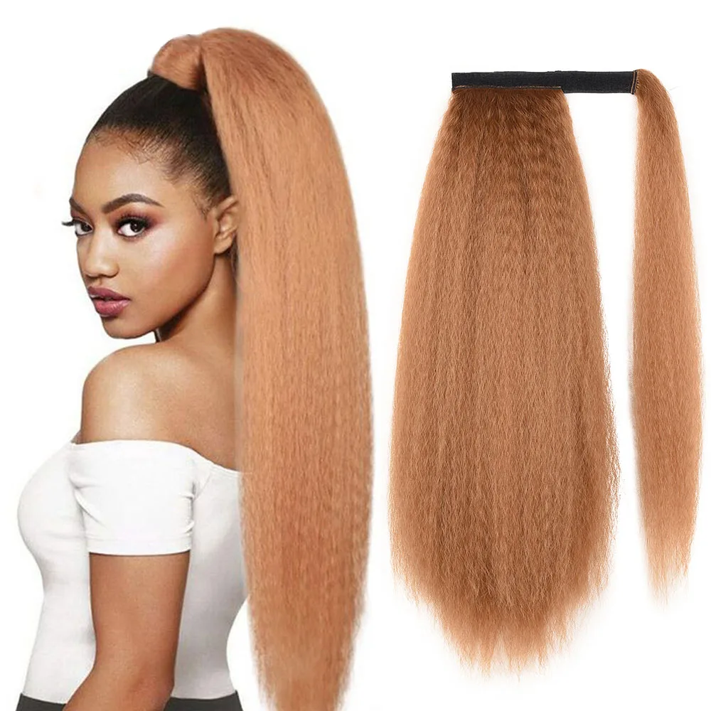 Synthetic Ponytail Clip in Hair Extensions Afro Long Kinky Straight Overhead Drawstring Ponytail de cabello Natural Hairpieces