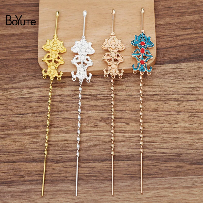 BoYuTe (5 Pieces/Lot) 165MM Brass Hair Stick Welding Alloy 20*43MM Flower Materials Diy Handmade Hair Accessories