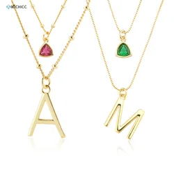 KIKICHICC 925 Sterling Silver Gold Initial & Birthstone Charm Necklace Accessories Long Chain Letter Zircon Pendant Jewelry Gift