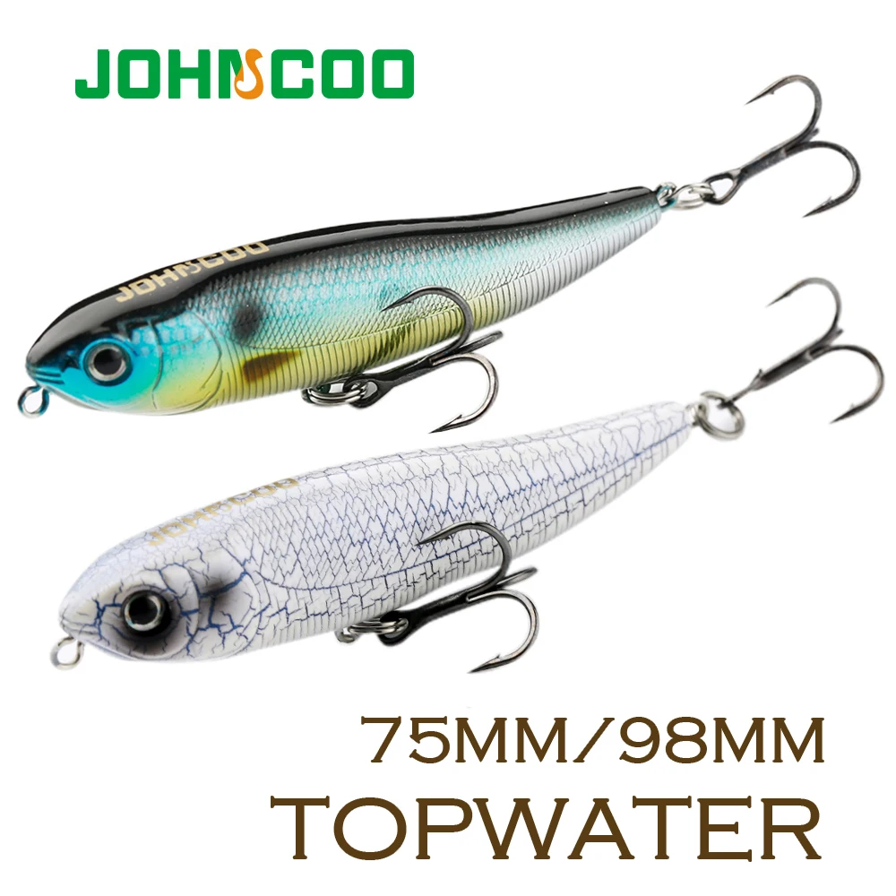 JOHNCOO Topwater Pencil 75mm 98mm Fishing Lure for Dog-X and Floating Bait for Bass Pike Walk The Dog High Quality Hard Lure