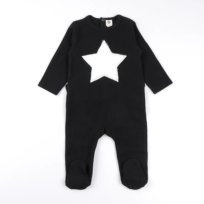 

Baby romper pyjamas kids clothes long sleeves children clothing heart star baby overalls ribbed boy girls clothes footies romper