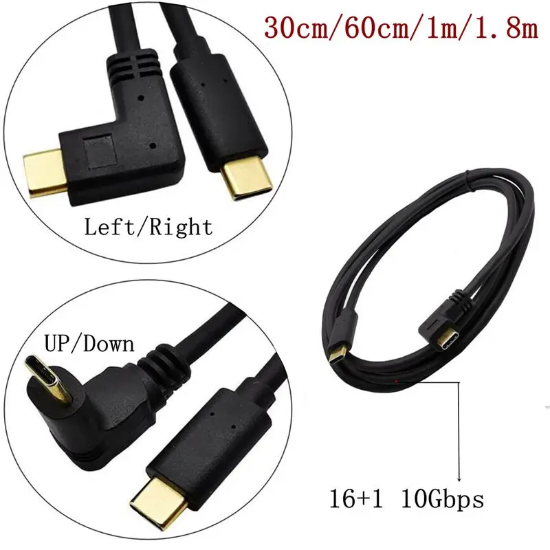 Кабель USB Type-C с разъемом под правую руку, 90 А, кабель для Samsung S10, Xiaomi, быстрая зарядка PD, шнур зарядного устройства, кабель типа C