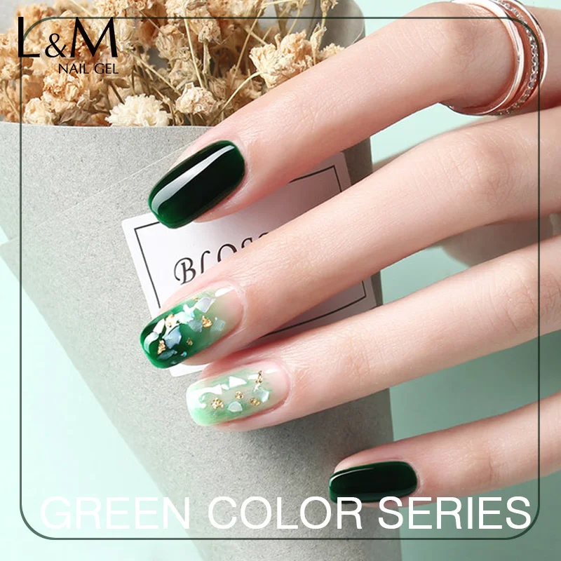 

ibdgel Green Color Gel Polish UV Led Soak Off Nail Polish Gel Lak Full Pigment 12 Green Colors For Manicure