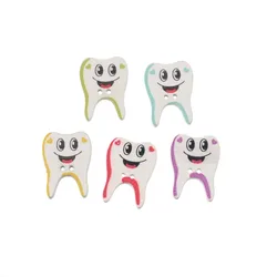 Free Shipping Retail 10Pcs Random Mixed 2 Holes Painting Cartoon Tooth Woode Buttons Sewing Scrapbooking 26.5x20mm