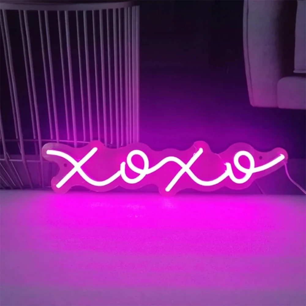 

XOXO For Family Neon Sign Led Light Custom Name Logo Personalized Decor Letter Led Wall Home Club Birthday Gift Neon Light Sign