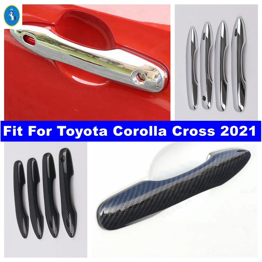 

Auto Side Door Pull Doorknob Handle Decor Cap Cover Trim For Toyota Corolla Cross 2021 - 2024 Chrome / Carbon Fiber Accessories