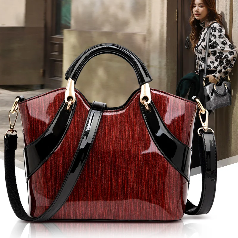 Luxury Patent Leather Bags Women Handbags Shoulder Tote Bag Female Messenger Crossboday Bags Famous Brand Set Sac A Main Female