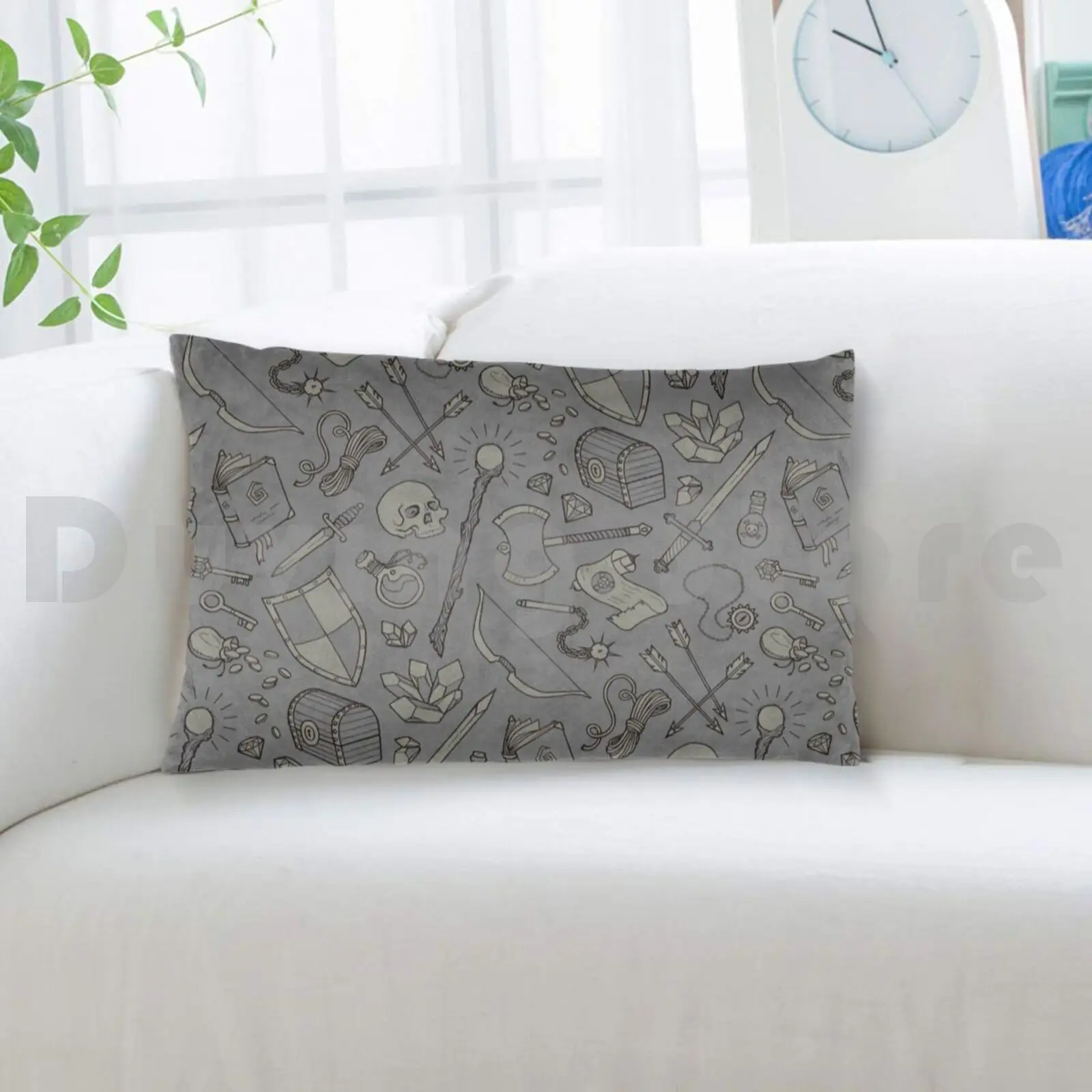 Inventory In Grey Pillow Case Printed 50x75 Inventory Sword Shield Knife Knives Flail Axe Battle Axe view 4