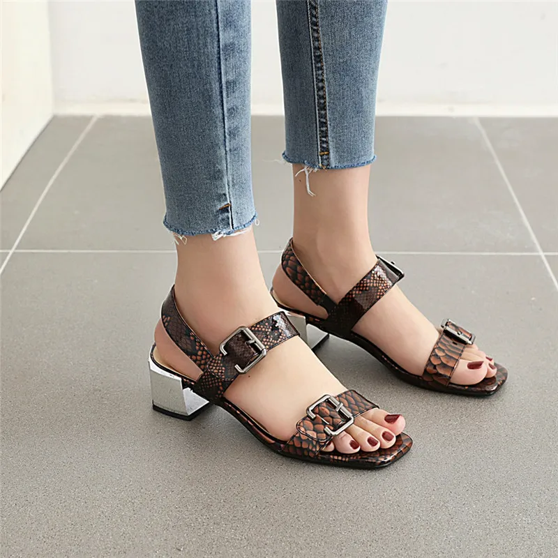 Lasyarrow 2020 new arrive women sandals spring summer simple buckle sexy square heels elegant solid size 33-46 shoes woman