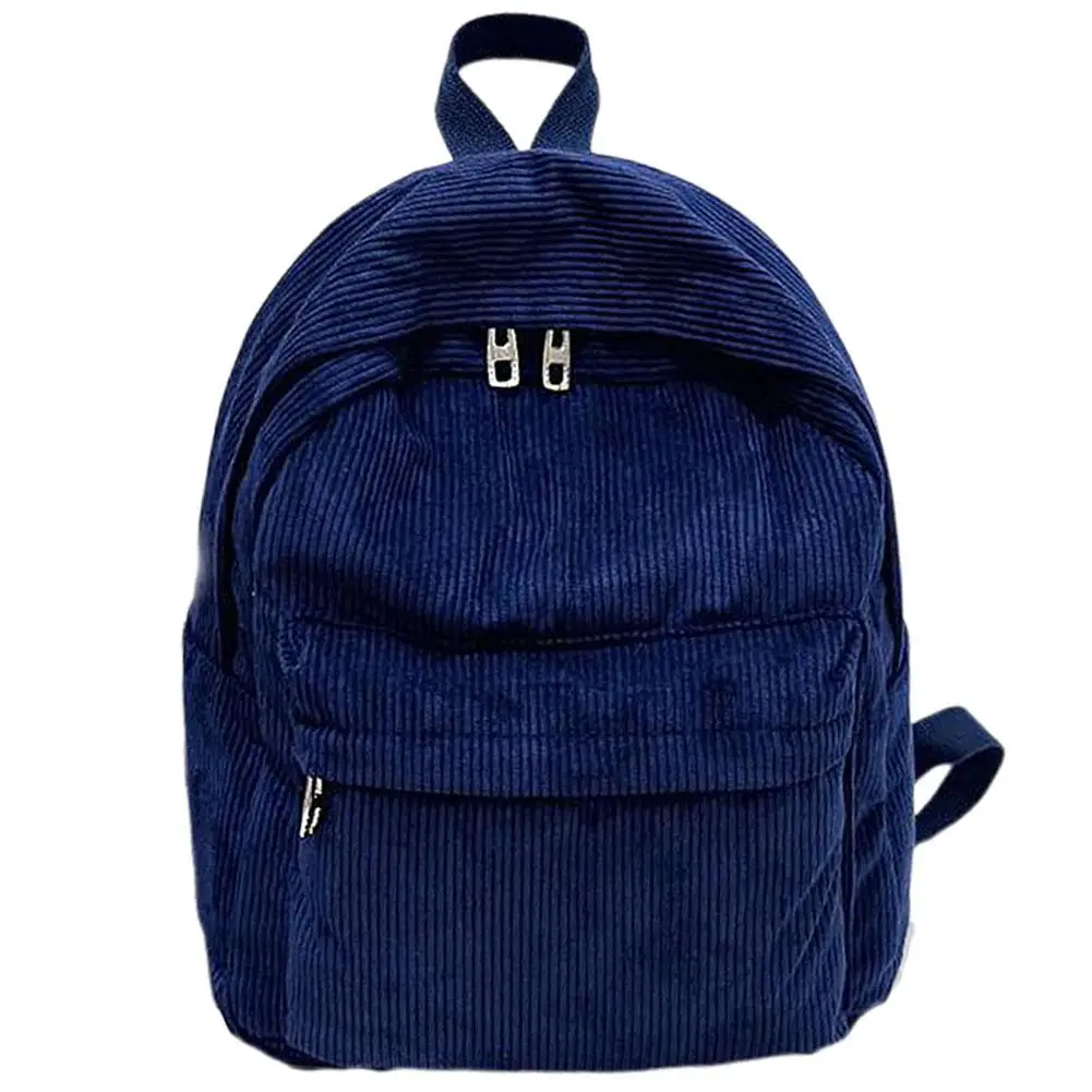 Corduroy Backpack Fashion Women School Backpack Pure Color Shoulder Bag Teenger Girl Travel Bags Female Mochila Striped Rucksack