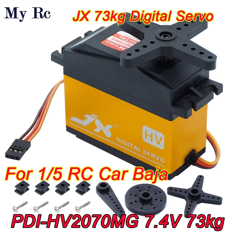 

JX RC servo PDI-HV2070MG 73kg 7.4V Metal Gears High Speed 1/5 Scale Big Servo For RC Car Compatible Baja Losi XL 5T Savox 0236