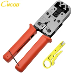 RJ45 Crimp Tool, 3-In one Rj11 Rj12 RJ9 Crimper for Crimping RJ-45 Connectors, Telephone Crystal Head, Cut and Strip Cables