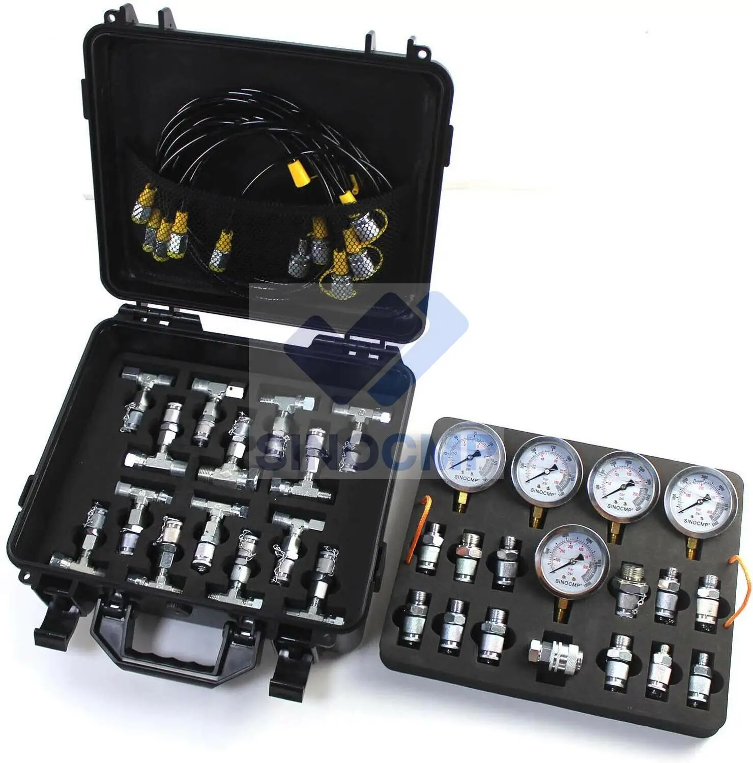 Hydraulic Pressure Test Kit adapter 5 Gauge 13 Couplings 14 Tee Connectors Pressure Gauge Kit for CAT CASE John Deere Excavator