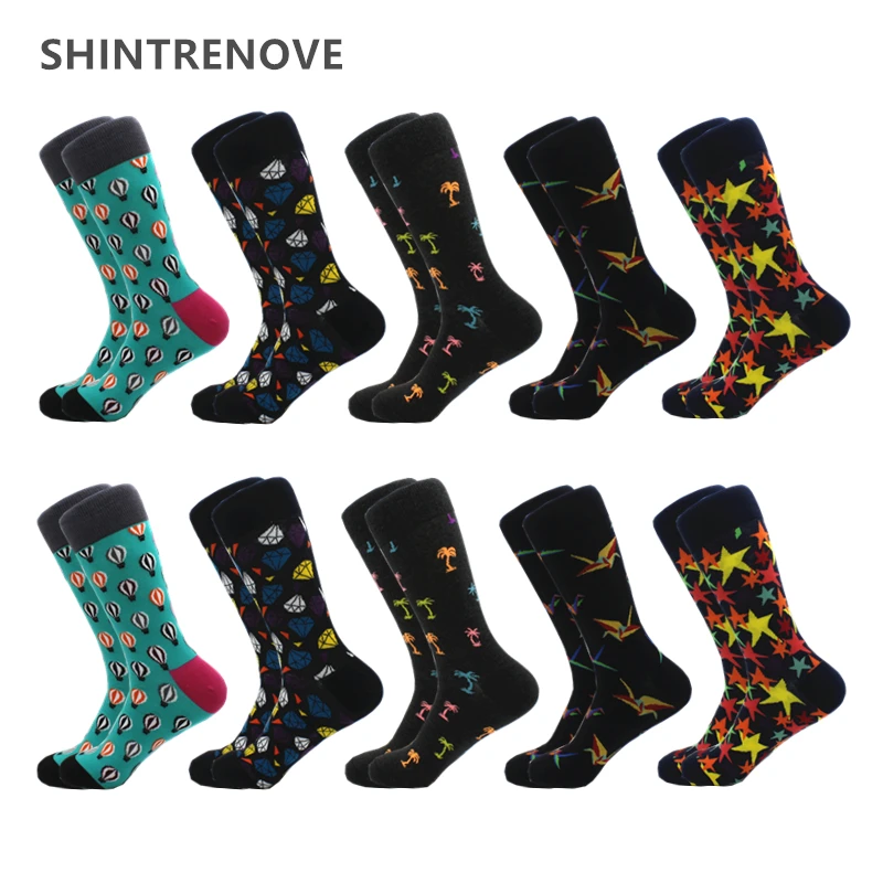 

10 Pairs/Lot Happy Men's Socks High Quality Casual Combed Cotton Socks With Print Compression Funny Socks For Men Gift