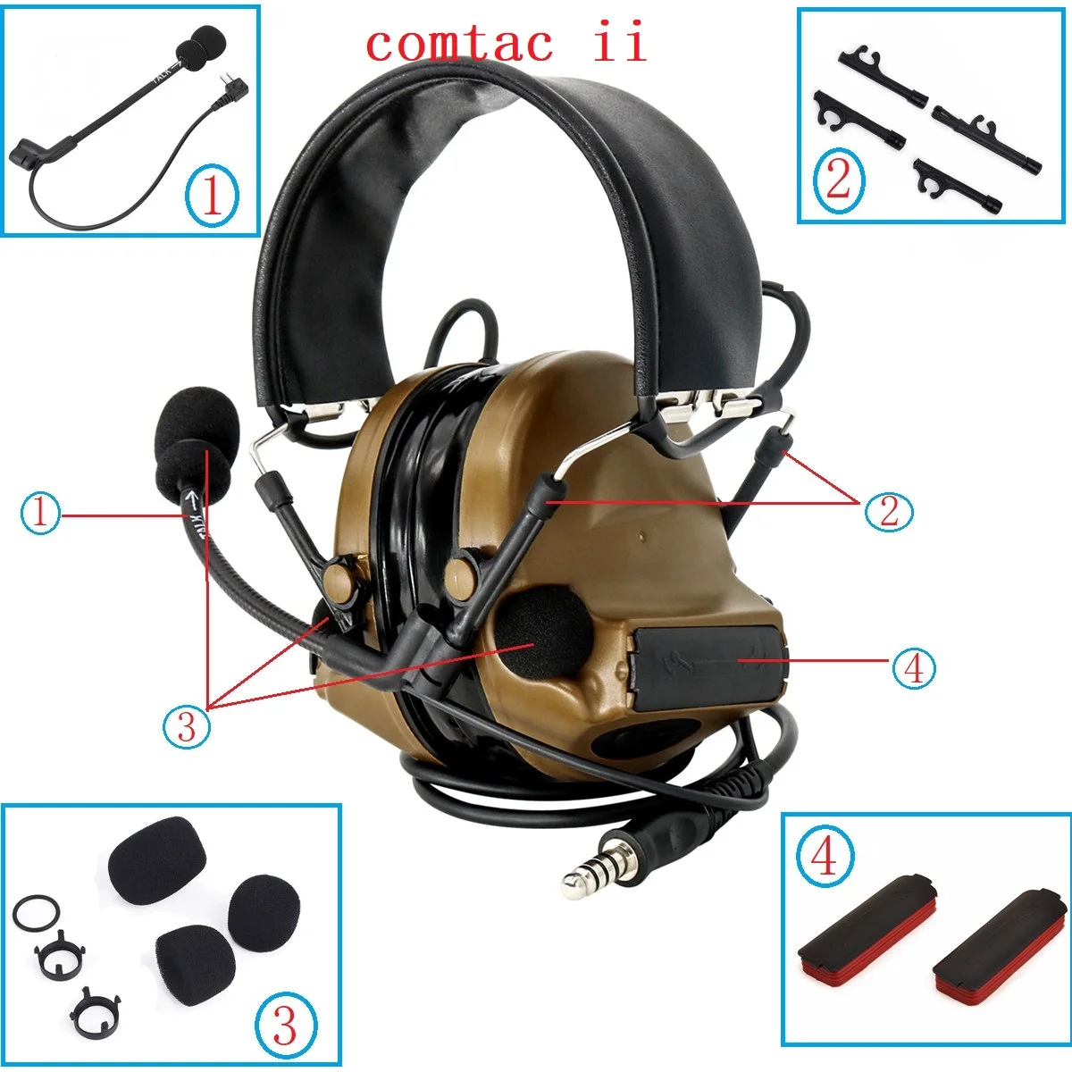 TAC-SKY Tactical Headset Comta Ii Headset Replacement Accessories Microphone, Microphone Sponge Cover, Battery Cover