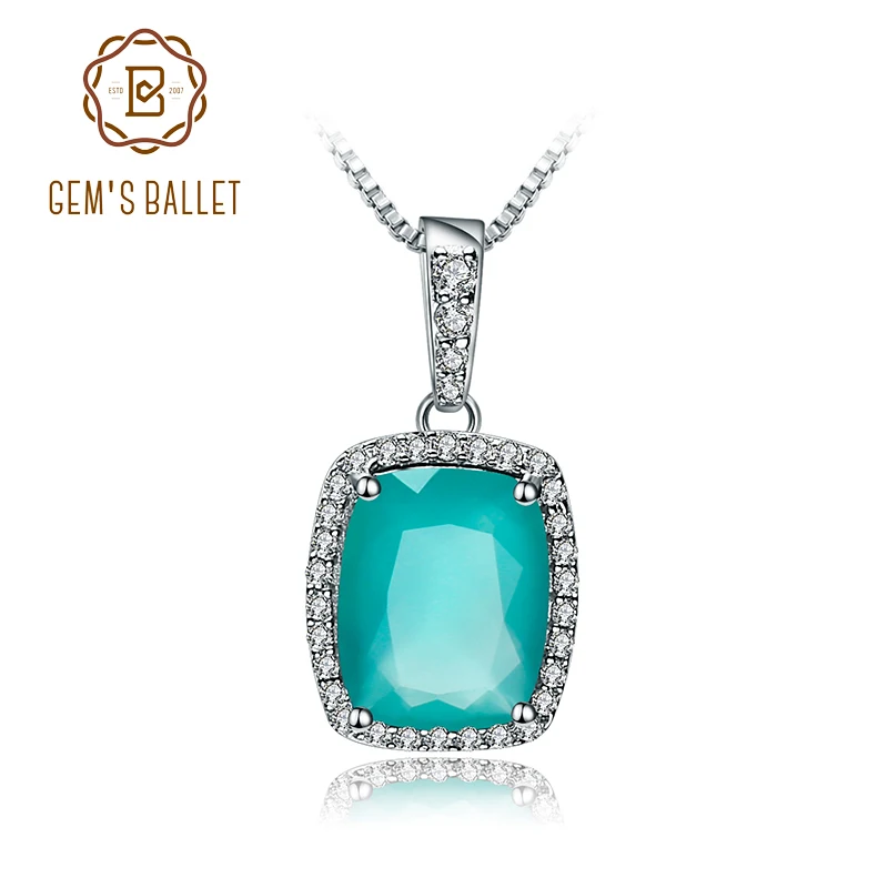 

GEM'S BALLET 3.67Ct Natural Green Agate Gemstone Pendant Necklace For Women 925 Sterling Silver Fine Jewelry Drop Shipping