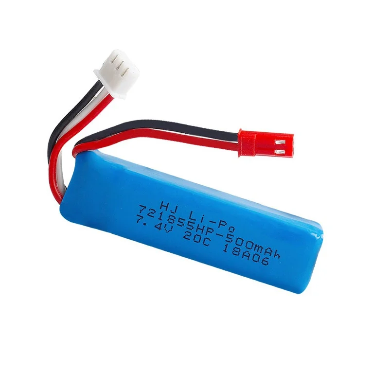 1/2/3/5Pcs 7.4v 500mah Lipo Battery for WLtoys A202 A212 A222 A232 A242 A252 4WDRC toys Car model parts 2s 721855 7.4v batteries