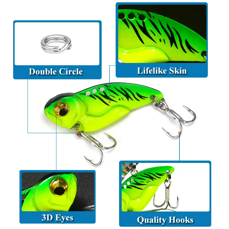 1pcs 8/15/20g 3D Eyes Metal Vib Blade Lure Sinking Vibration Baits Artificial Vibe for Bass Pike Perch Fishing Tackle