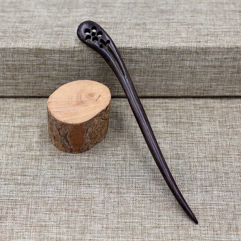 Ancient Chinese Style Simple Wooden Hair Fork Black Sandalwood Hairpins Clips Hair Sticks for Women Girls Hair Ornaments