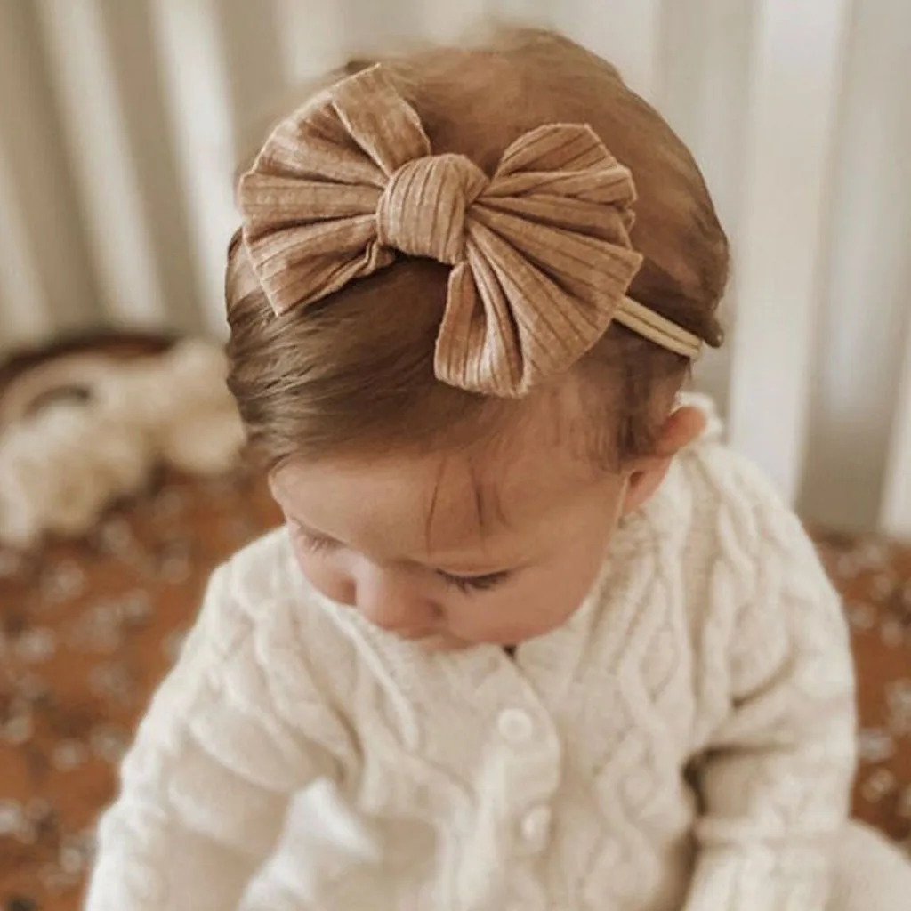 Rib Baby Bow Headbands for Girls Soft Elastic Children Hair Band Baby Hair Tie Baby Girl Headband Newborn Baby Hair Accessories