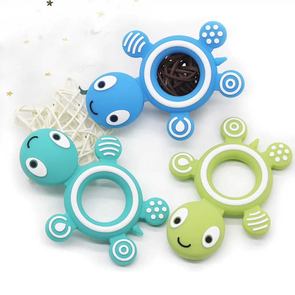 Cute-idea 1PC Turtle Silicone Teethers Food Grade Cartoon Animals Tortoise Teether Tiny Rod Baby Goods Nurse Gift Infant Toys