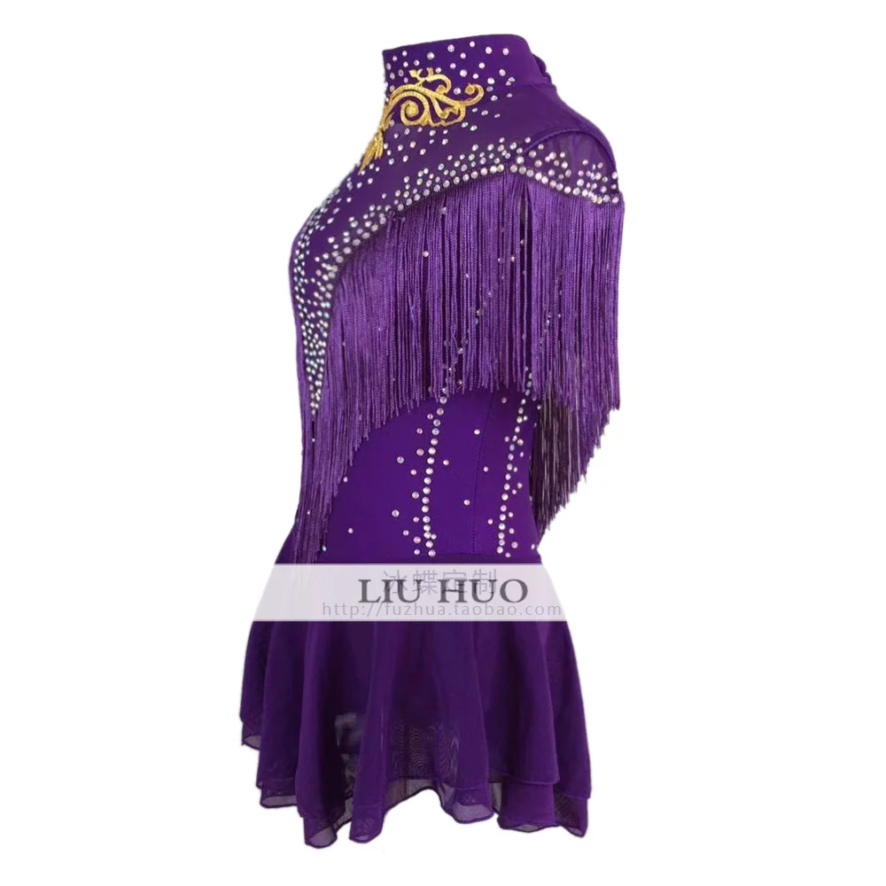 LIUHUO – robe de patinage artistique pour femmes et filles, Costume de Performance de compétition, danse, léotard, gymnastique rythmique, adolescent, violet