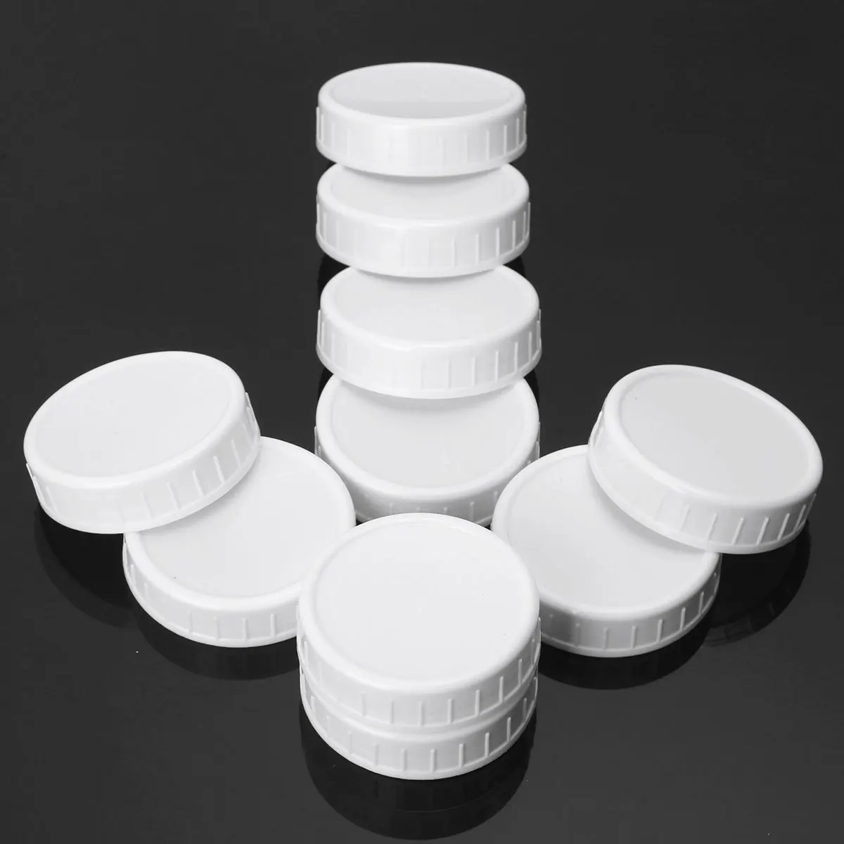 

US/UK STOCK Mason Jar Lids Unlined Ribbed Plastic Cup Lid for Regular Mouth Mason Cannings Leakproof Storage Bottle Caps Cover