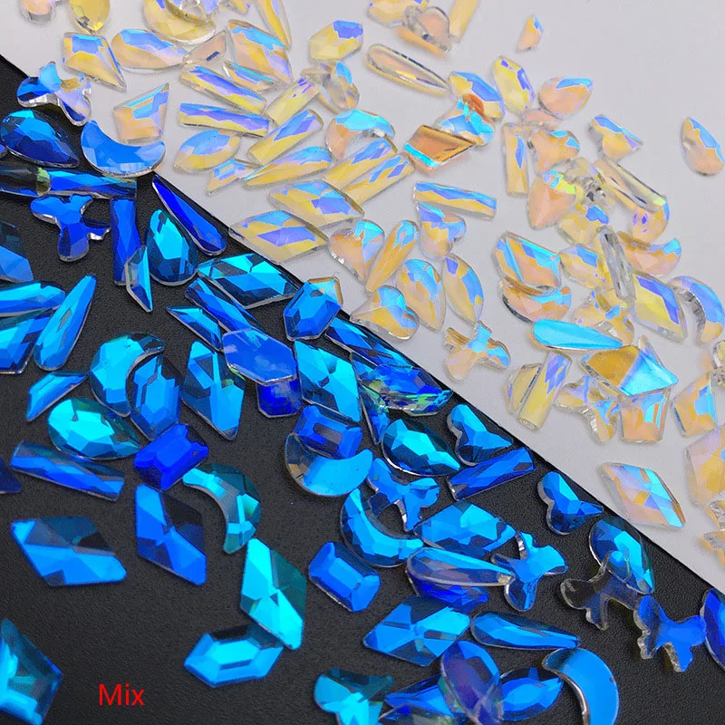 40 ชิ้น Aurora คริสตัล AB Rhinestone รูปร่าง FlatBack เล็บ Art Rhinestone อัญมณีสําหรับ DIY ตกแต่งเล็บ