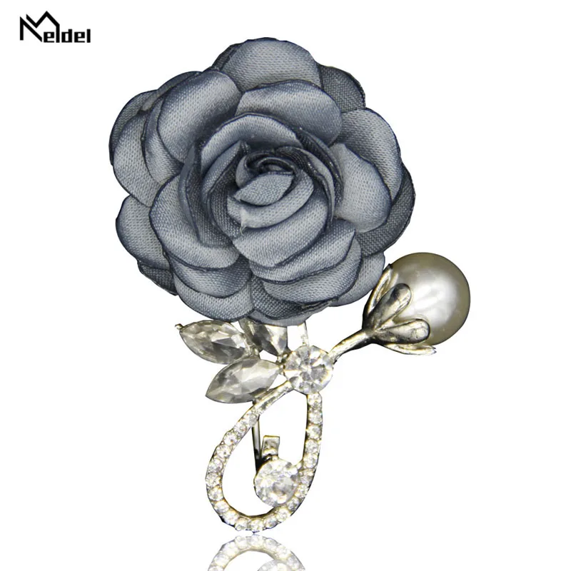 Meldel-broche feminino para casamento, broche de flores com buraco e buquê, fecho de tecido para noivado, planejador de casamento para homens