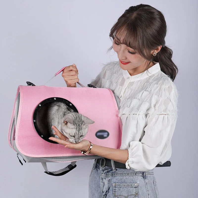 Carrier For Cat Pet Backpack Solid Color Oxford Wear-Resisting Cat Bag Travel Portable Simple Single Transportation Shoulder Bag