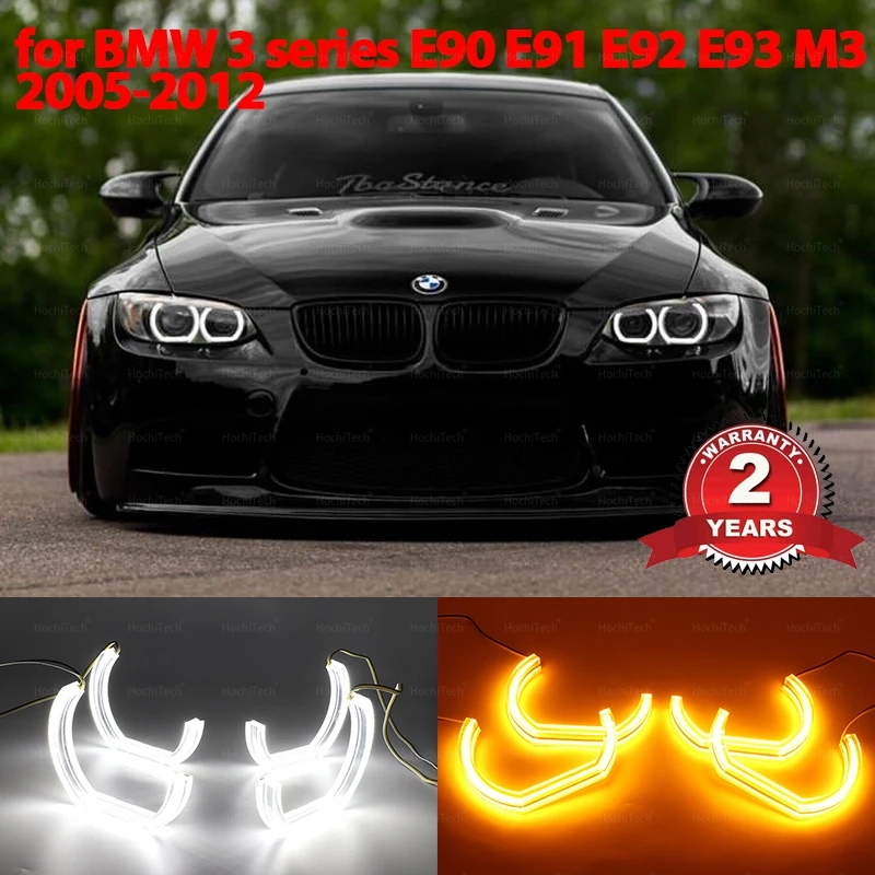 

LED Crystal Angel eyes Cut Style DRL DTM U Shape Light 6000K White yellow For BMW 3 series E90 E91 E92 E93 M3 2005-2012