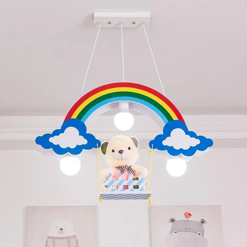 Kindergarten Lamp Boy Room Airplane Light Girl Bedroom Rainbow Bear Cartoon Lamp Children Room Chandelier