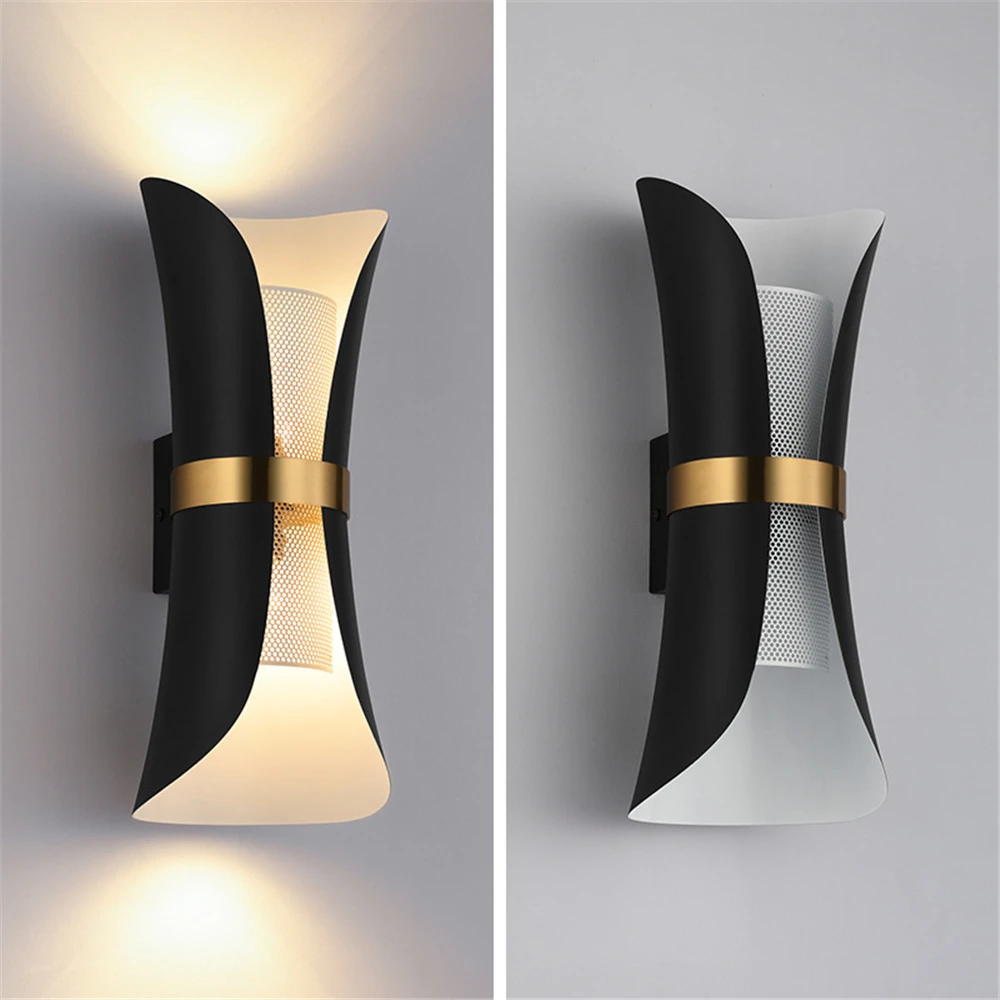 Simple E27 Indoor Wall Lamps Black/White Body Bedroom Bedside Lamp Living Room Aisle Corridor Lighting Modern Wall Light 85-265V