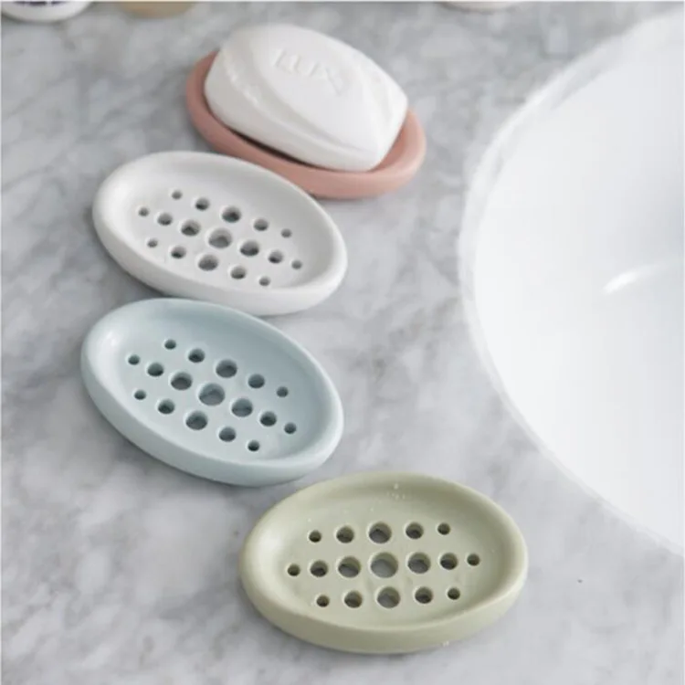 Silica gel Soap Dish Silicone Soap Holder Case Dishes hollowed Home Travel Drain Toilet Lid Bathroom Storage Box Wash Shower