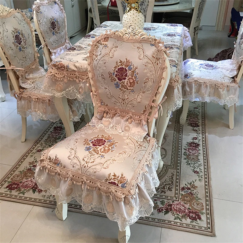 Lace Chair Cover European Tablecloth Chair Cushion Set Home Luxury Non-Slip Four Seasons Universal Fabric Removable Washable