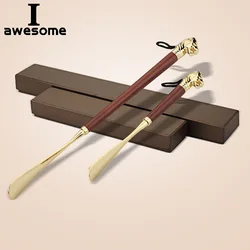 High-quality Delicate Lion Horse Head Metal Shoe Horn Luxury Shoe Pull-on Non-bending Alloy Solid Wood Shoes Pull-on Apparatus