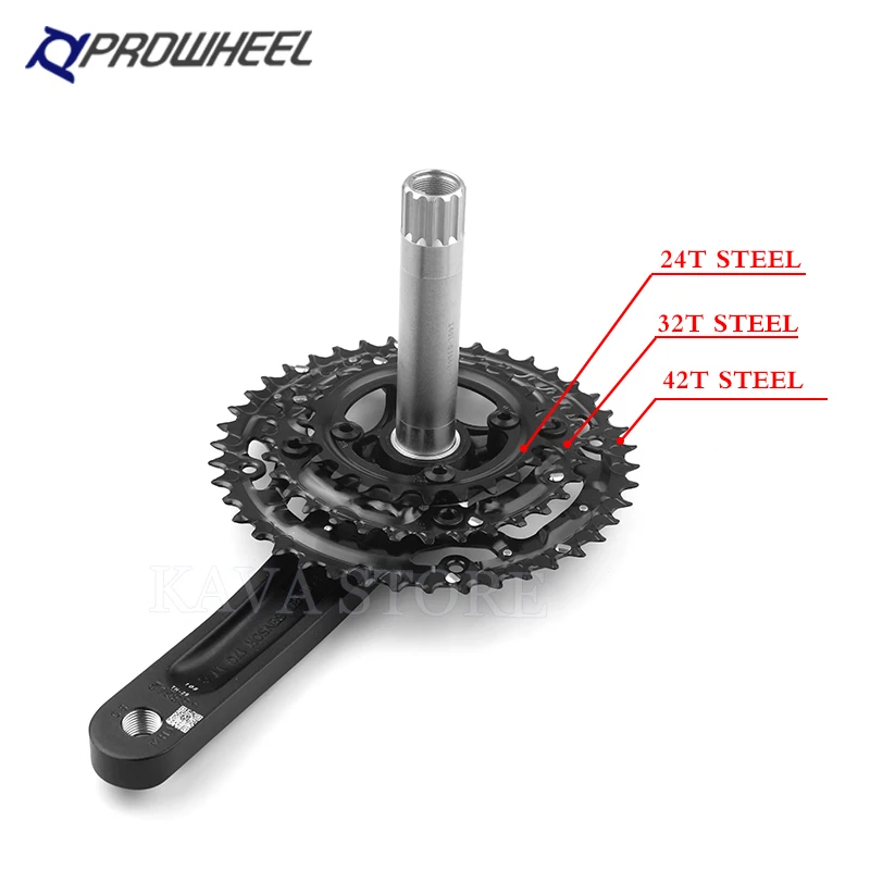 Prowheel MTB Crankset 6 7 8 9 10 11 Speed Mountain Bike Sprocket 170mm Crank Single/Two/Three Chainring Crankit Bicycle Parts