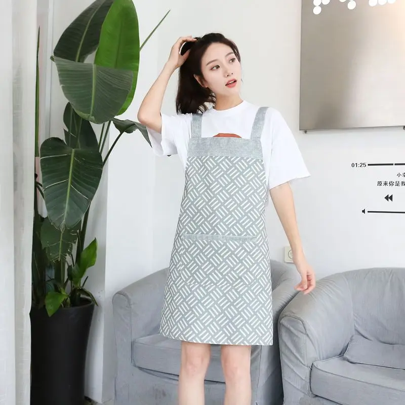 Doubleside fashion apron brace overalls milk coffee shop restaurant kitchen oil resistance women Apron Beautiful Cloth