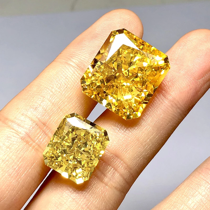 cubic zirconia dark yellow color rectangle shape radiant cut crushed ice cut loose stone cz stone