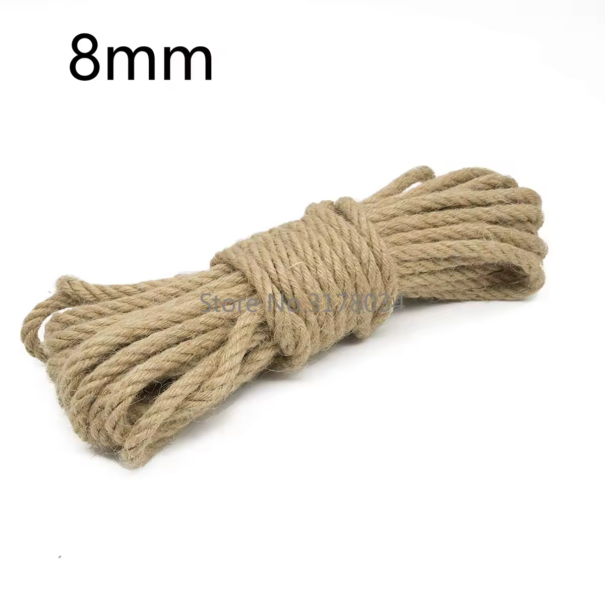 8mm 1m-100m Corda di iuta naturale Spago resistente Cavo intrecciato di canapa Corda di macramè Artigianato fai da te Decorazione fatta a mano Graffi per animali domestici